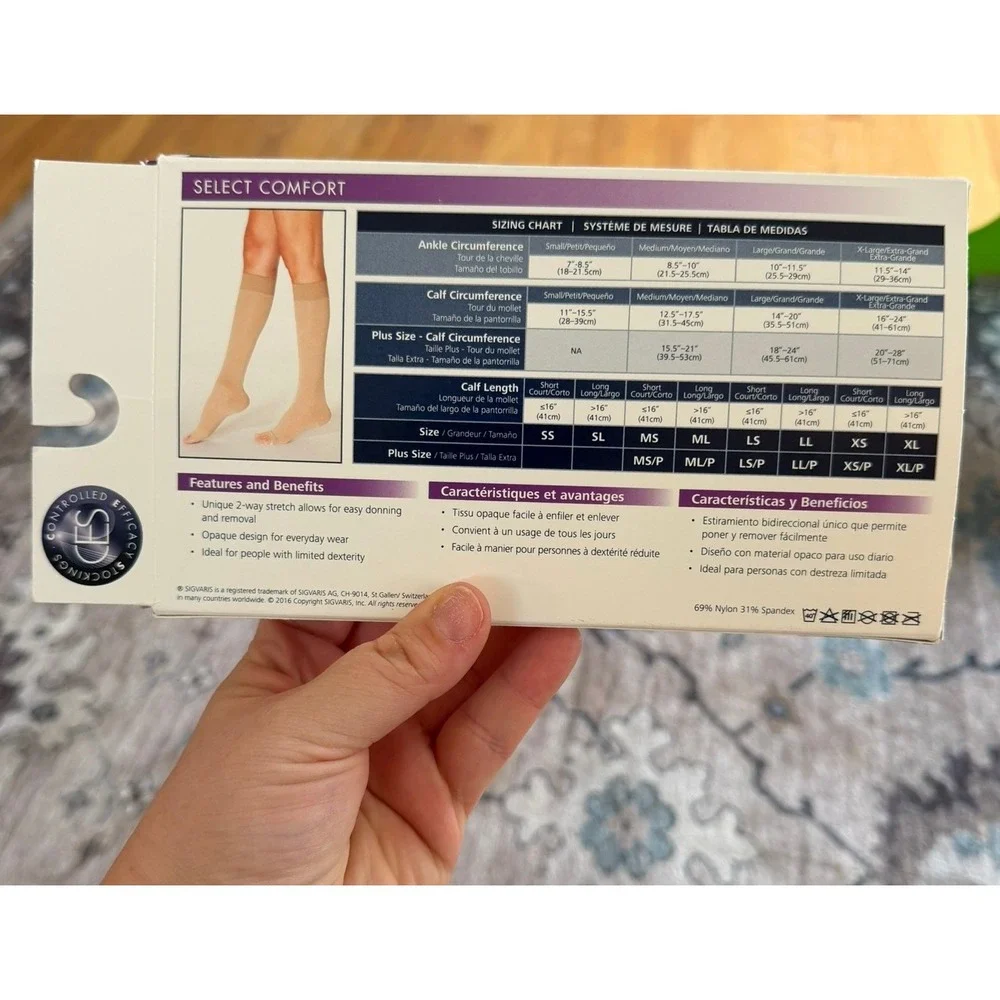 SIGVARIS Men's & Women's Essential Knee High Crispa Opaque Socks‎ MS 20-30mmHg
